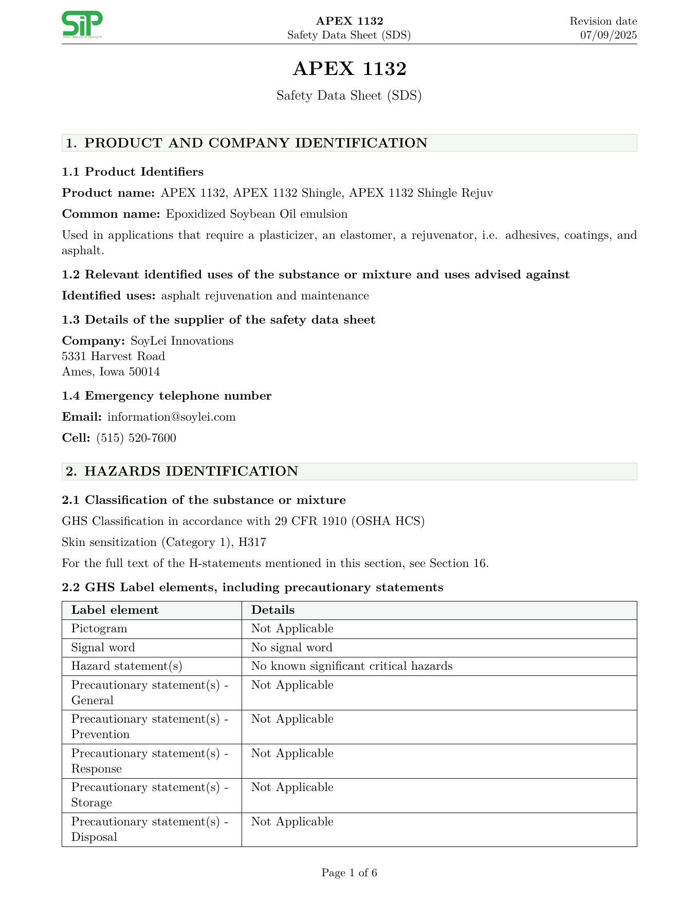Safety data sheet